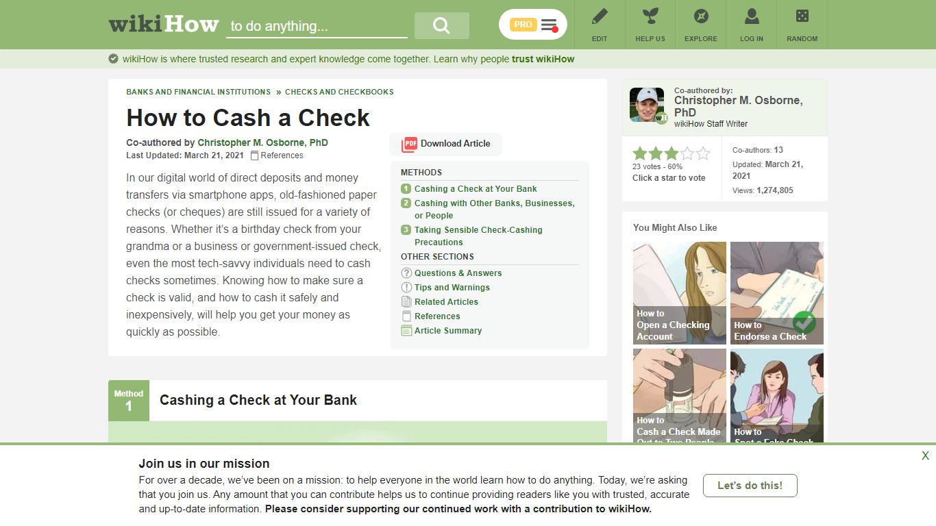 3 Ways to Cash a Check - wikiHow